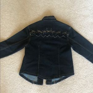 Dark Blue Jean Jacket with Rhinestones